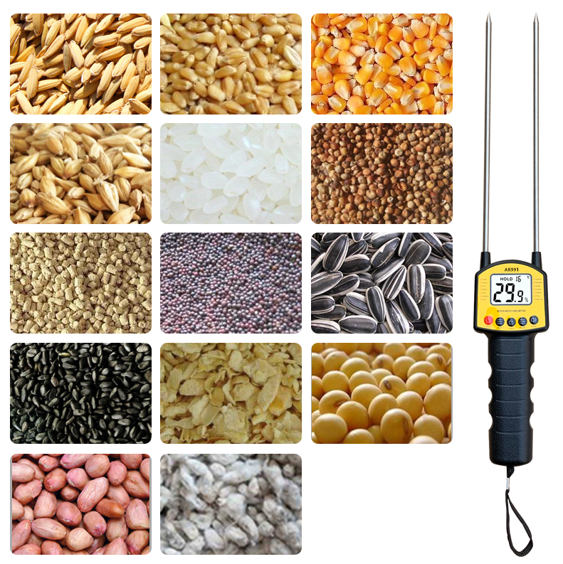 Moisture Meter Water Content Analyzer Tester Grain Moisture Meter Fiber Grain Moisture Tester for Corn Peanut Wheat Rice Soy