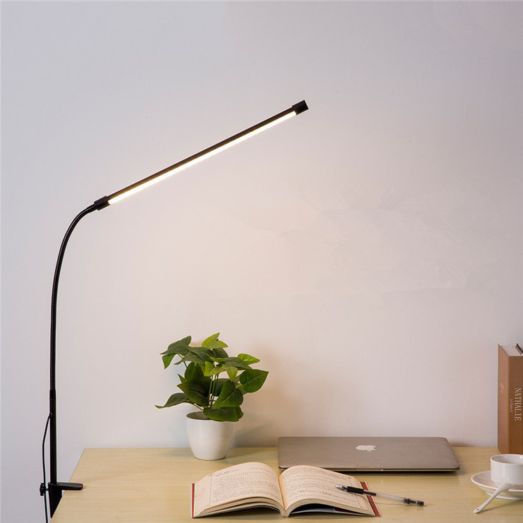 Clip-on Desk Reading Light Folding Long Arm Table Clamp Lamps Eye-Caring Dimmable Architect Drafting Metal Swing Arm Desk Lamp