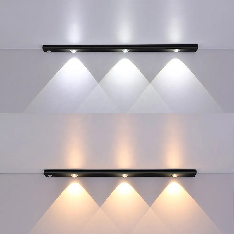 Led 3 Color Dimmable Motion Sensor Closet Light Ultra-Thin Rechargeable Cabinet Light for Wardrobe Cloakroom Bedroom