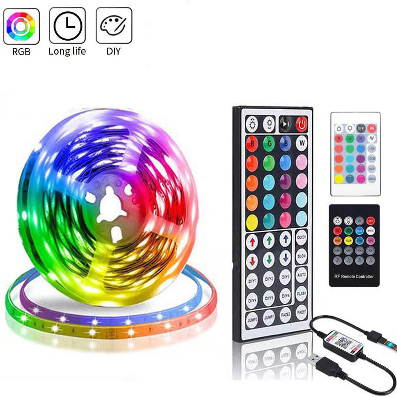 Home Decor 5V USB Led Light Strip Set 5050 RGB Waterproof Bluetooth Remote Control 5M Smart Led Strip Light