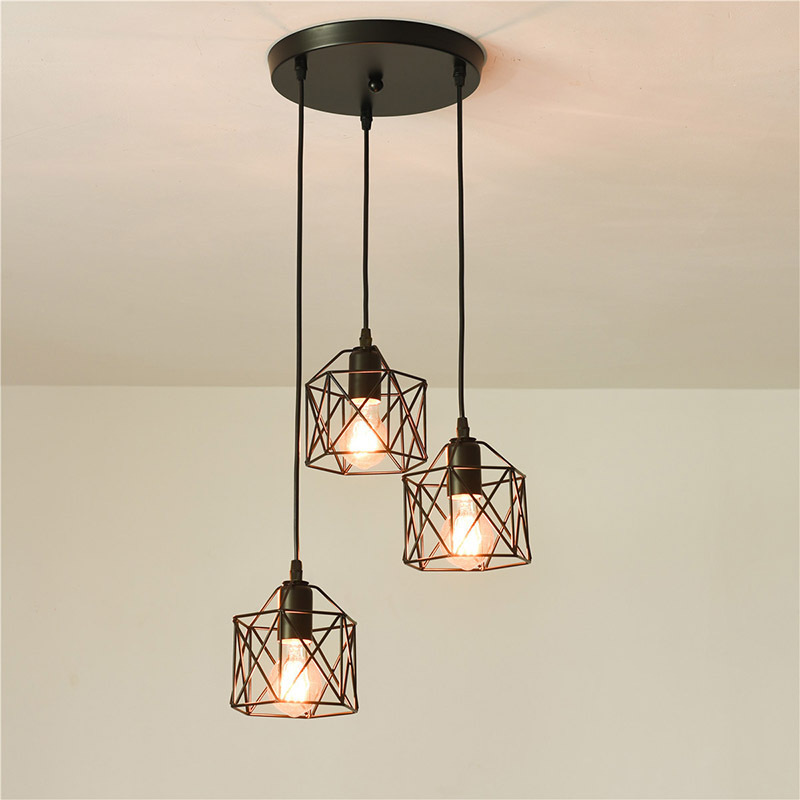 Restaurant Farmhouse Kitchen Island Industrial Hanging 3-Light Lamp Pendant Light for Living Room Dinning Room Bedroom