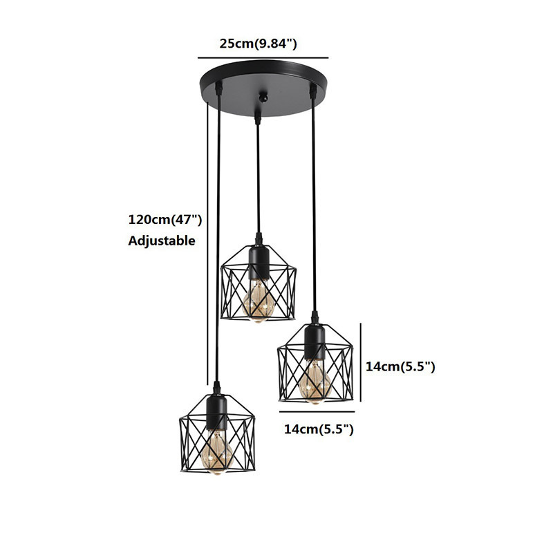 Restaurant Farmhouse Kitchen Island Industrial Hanging 3-Light Lamp Pendant Light for Living Room Dinning Room Bedroom