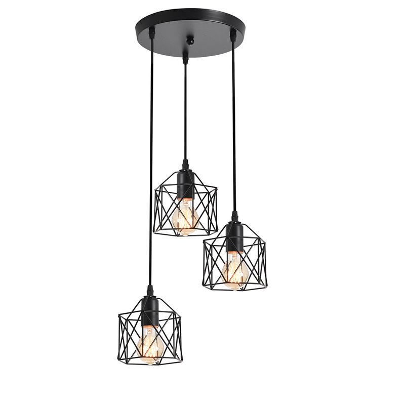 Restaurant Farmhouse Kitchen Island Industrial Hanging 3-Light Lamp Pendant Light for Living Room Dinning Room Bedroom