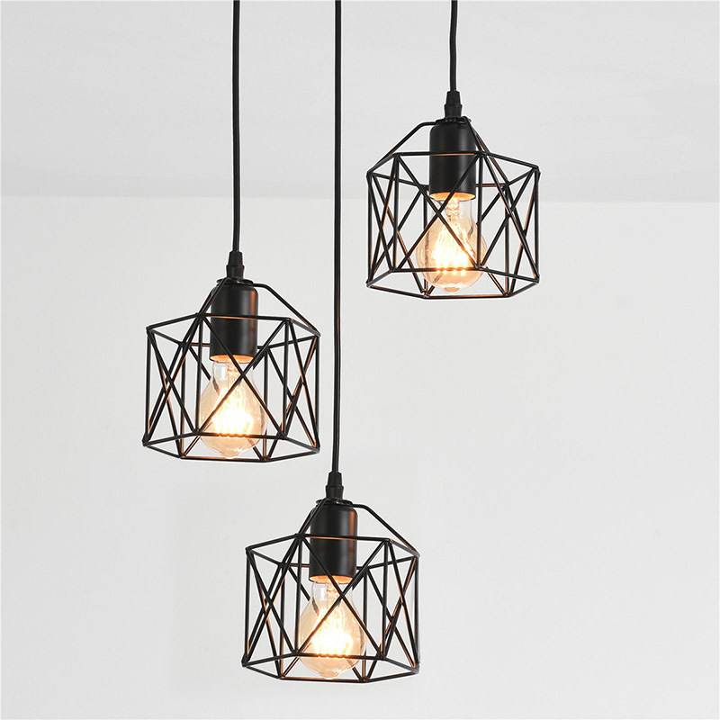 Restaurant Farmhouse Kitchen Island Industrial Hanging 3-Light Lamp Pendant Light for Living Room Dinning Room Bedroom