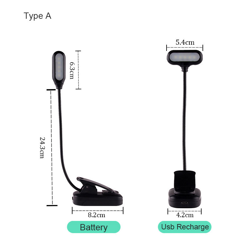 Bedroom Night Led Dimmable Read Light Rechargeable Clip Reading Portable LED Mini Book lamp