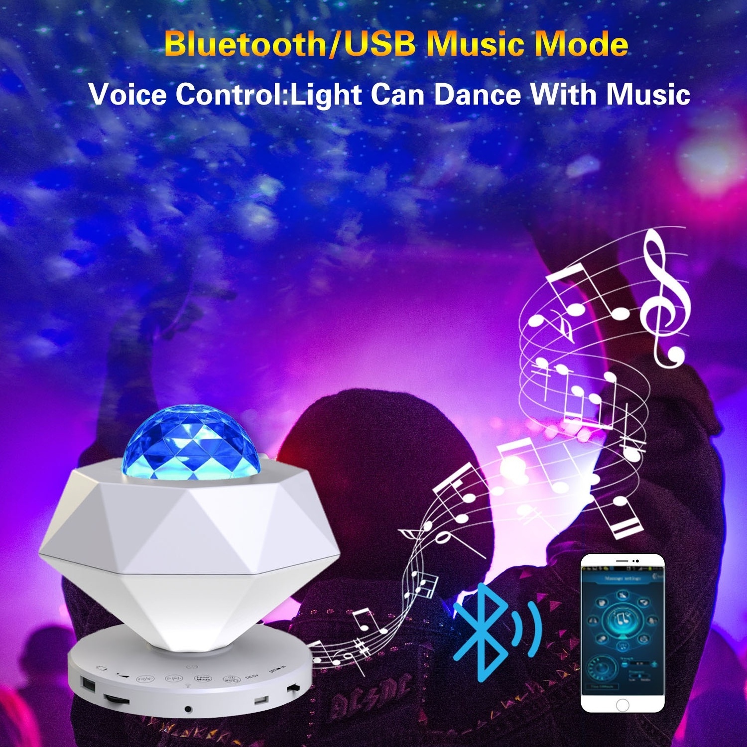 2021 Newest Design White Music USB Led Laser Star Starry Sky Aurora Galaxy Projector Light