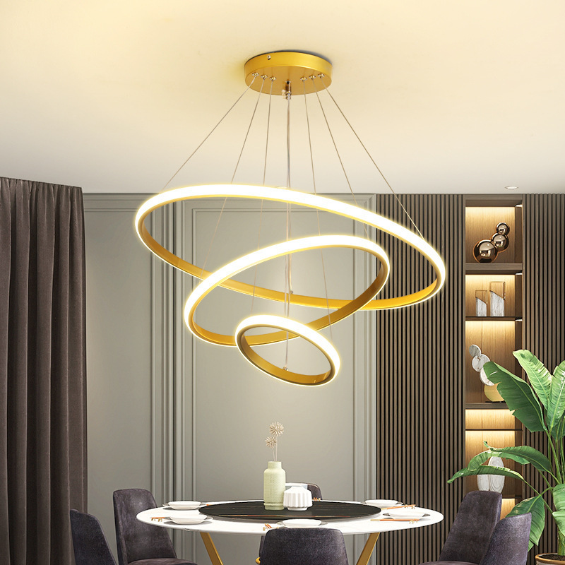 Home Decor Kitchen Dining Decorative Nordic Living Room Ceiling Chandelier 3 Ring Design Modern Led Pendant Light