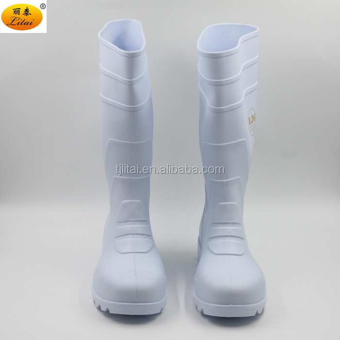 long White clear hot selling unisex cheap PVC Safety Boots gum boots rain with Steel Toe for Food Industry