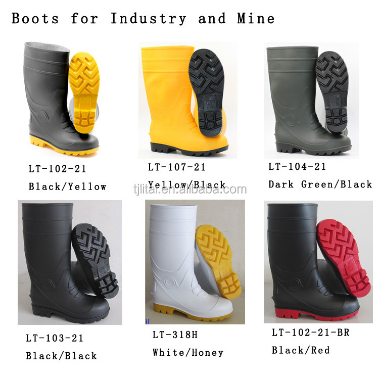 Low moq cheap botas jebe de seguridad unisex pvc rain boots gum boots waterproof for outdoor work