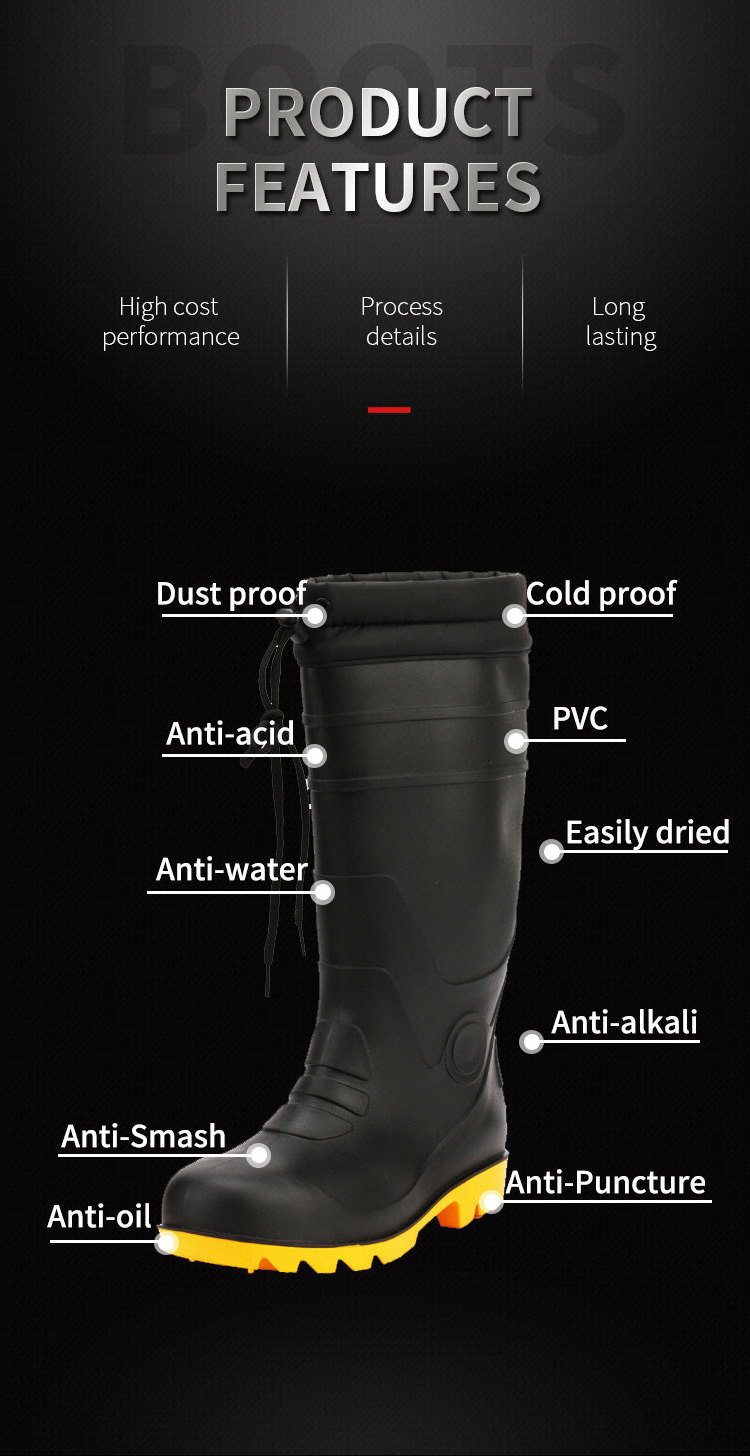 Fashion Cheap PVC Rain Shoes Waterproof Custom Rain Boot with fastener for working for man and women