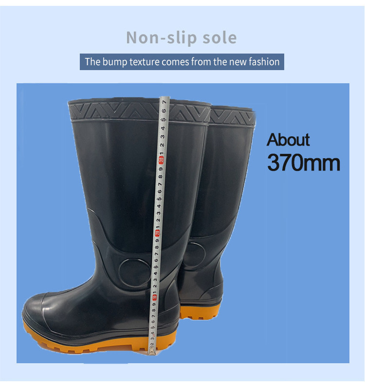 unisex plastic waterproof shoes for men pvc rain boots  high heel gum wellington boots rubber pvc custom