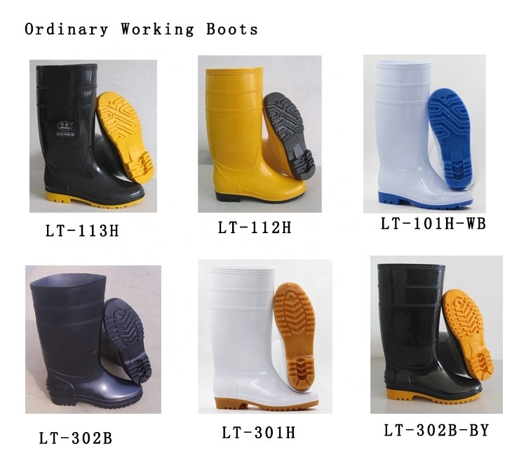 unisex cheap anti-slip white pvc safety rain boots gum boots factory with steel toe for men waterproof