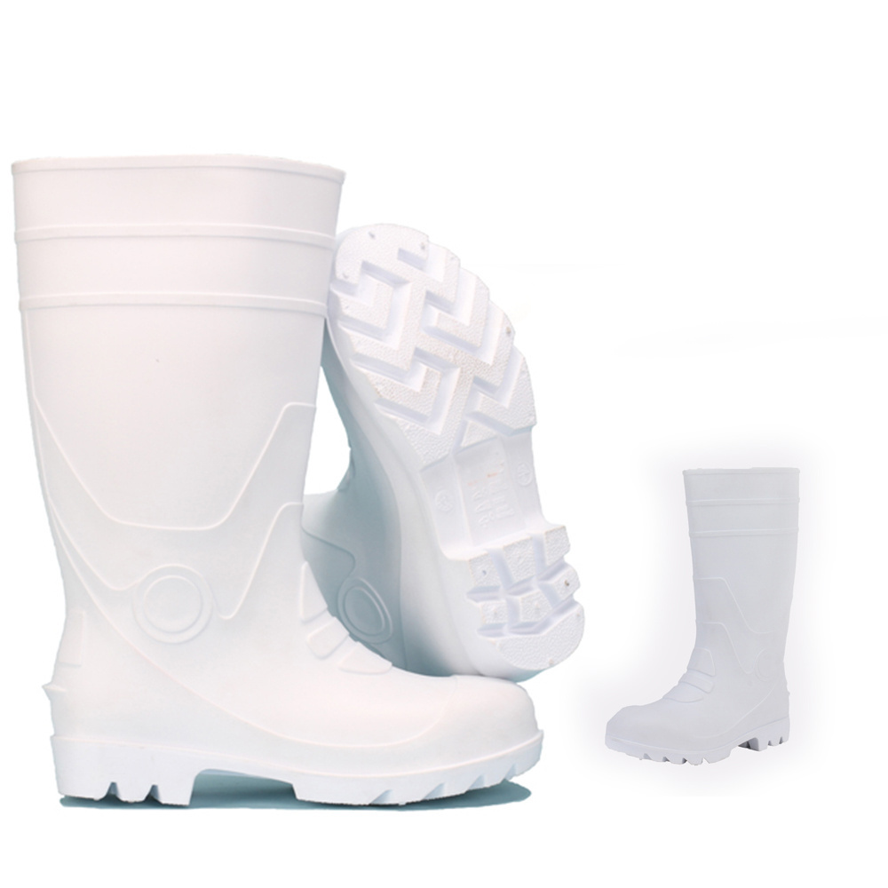 long White clear hot selling unisex cheap PVC Safety Boots gum boots rain with Steel Toe for Food Industry