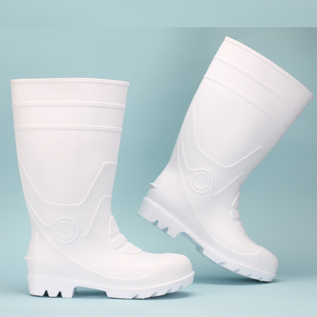 unisex cheap anti-slip white pvc safety rain boots gum boots factory with steel toe for men waterproof