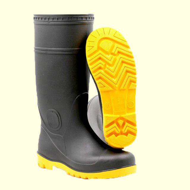 wellington Chemical resistant unisex gum black safety boot Rain pvc mens work boots waterproof factory