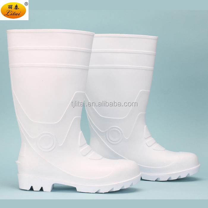 long White clear hot selling unisex cheap PVC Safety Boots gum boots rain with Steel Toe for Food Industry