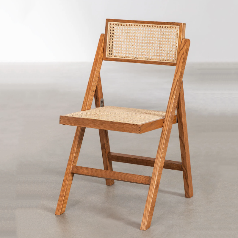 Factory Direct Sales Wood Chair Natural Rattan Solid Wood Folding Chair For Events