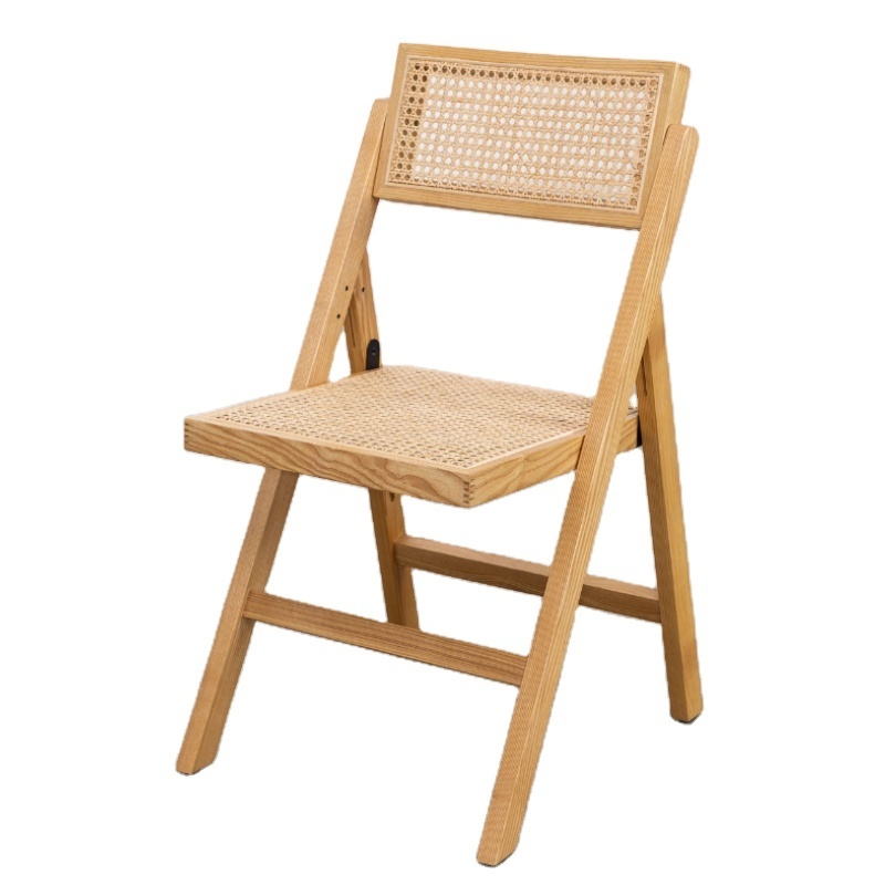 Factory Direct Sales Wood Chair Natural Rattan Solid Wood Folding Chair For Events