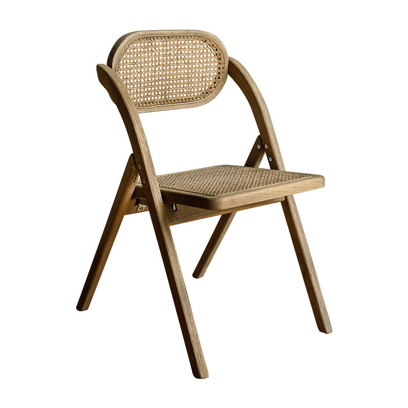 Wholesale Nordic chair rattan solid wood foldable dining chair for restaurant