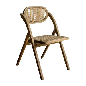 Wholesale Nordic chair rattan solid wood foldable dining chair for restaurant