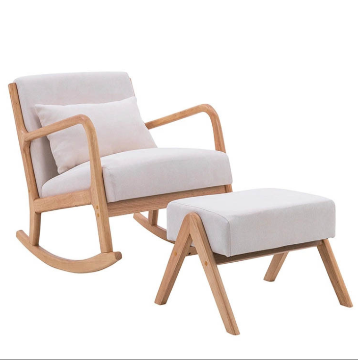 Factory Direct Supply European Nordic Style Wooden Solid Wood Rocking Chair Living Room arm chair