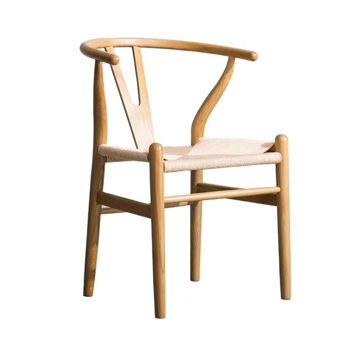 Japanese High Quality Modern Solid Wood Dining Wishbone Chair  Woven Cord  Seat Wooden Y Chair Living Room Furniture