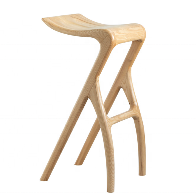 Wood bar stool solid wood Nordic bar chair unique design strong weight capacity high bar stool chair