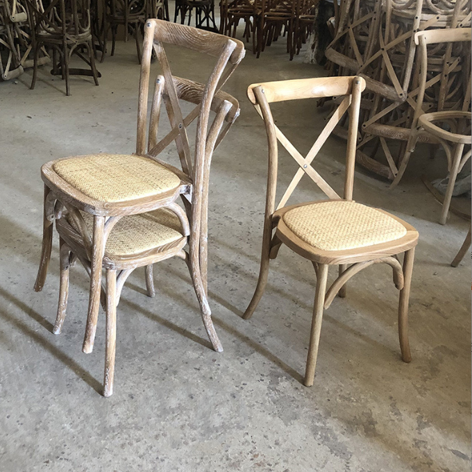 High Quality Solid Wood Event Wedding Chairs Rattan Wood Restaurant Chairs Stackable Dining Chair