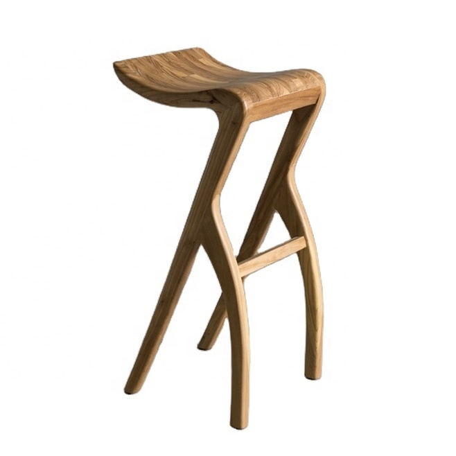 Wood bar stool solid wood Nordic bar chair unique design strong weight capacity high bar stool chair