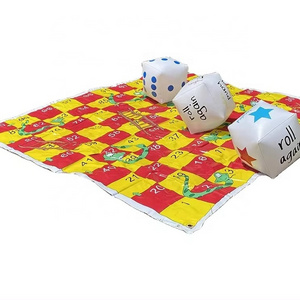 Summer backyard outdoor beach playing mat 1.5*1.5M Hot sale inflatable 2 in 1 snakes and ladders&giant twister game