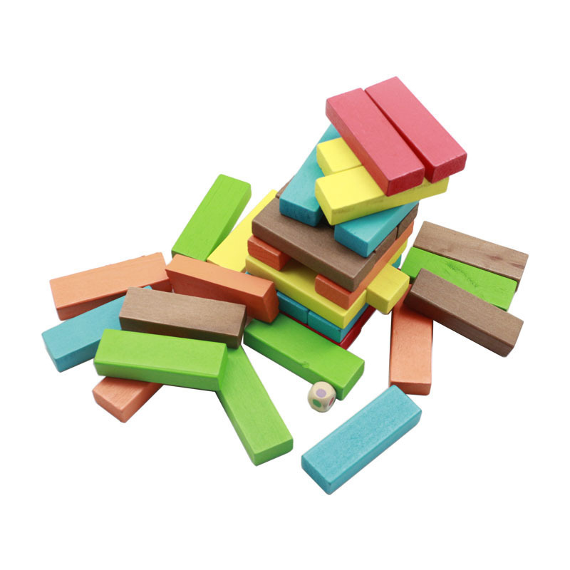 50 51 54 60 pcs Colorful Wooden Tumble Tower Building Wooden Blocks Wood Block For Stacking Fun