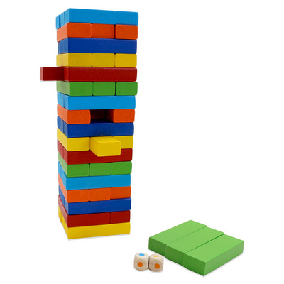 50 51 54 60 pcs Colorful Wooden Tumble Tower Building Wooden Blocks Wood Block For Stacking Fun