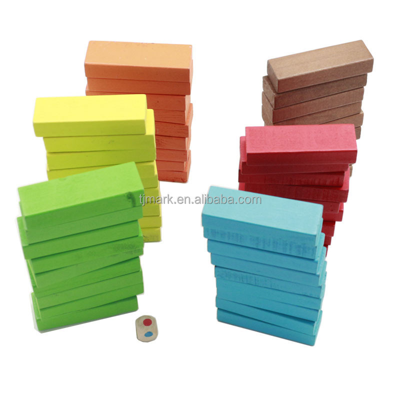 50 51 54 60 pcs Colorful Wooden Tumble Tower Building Wooden Blocks Wood Block For Stacking Fun