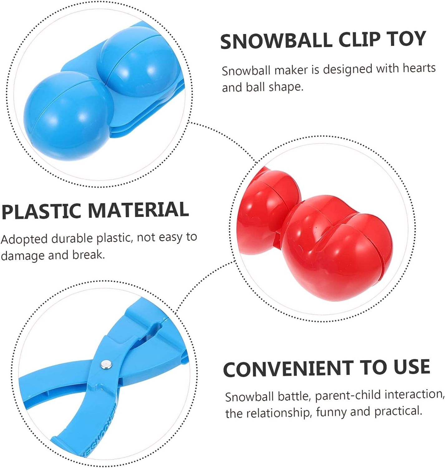 Outdoor Make Snowball Thrower Heart Snowball Maker Plastic Snowball Clips Snow Balls Maker Winter Toys