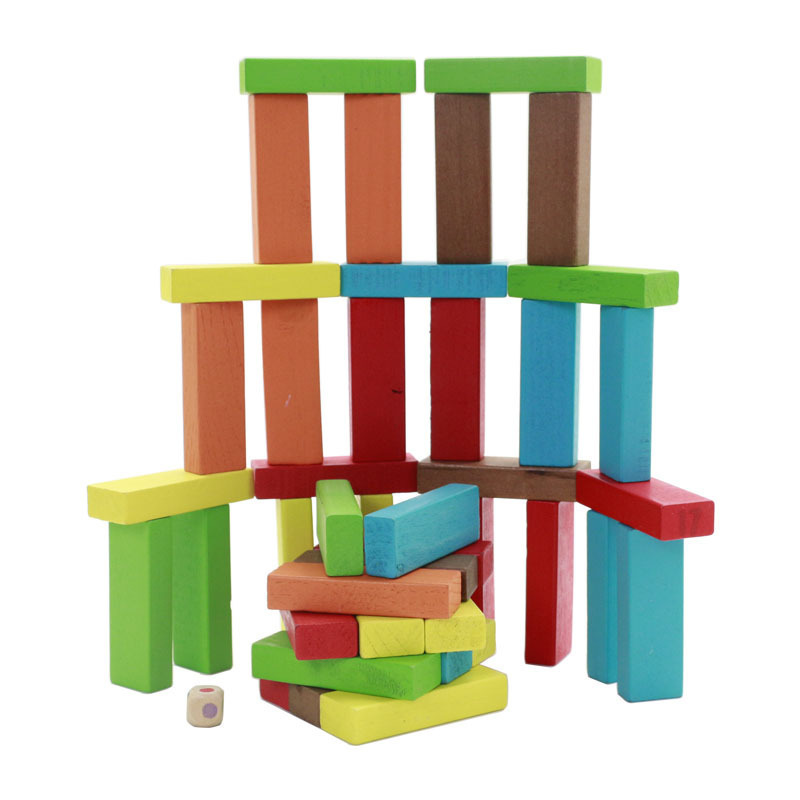 50 51 54 60 pcs Colorful Wooden Tumble Tower Building Wooden Blocks Wood Block For Stacking Fun