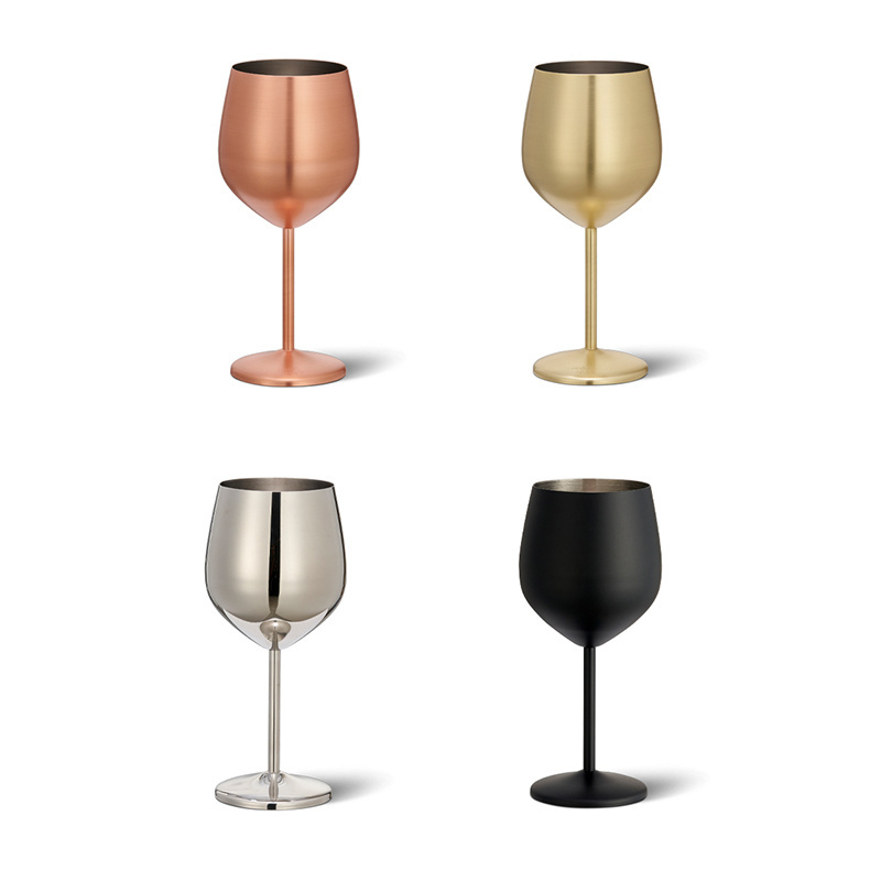 Custom Logo Copper Gold Champagne Goblet Flute Metal Party Cups 450ml Stainless Steel Red Wine Glasses