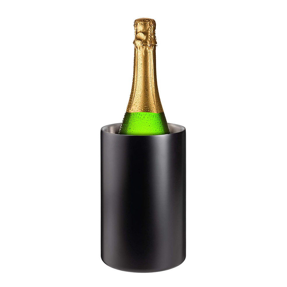 Custom Color Stainless Steel Double Wall Insulated Champagne Ice Bucket Black Wine Bottle Chiller Bottle Cooler