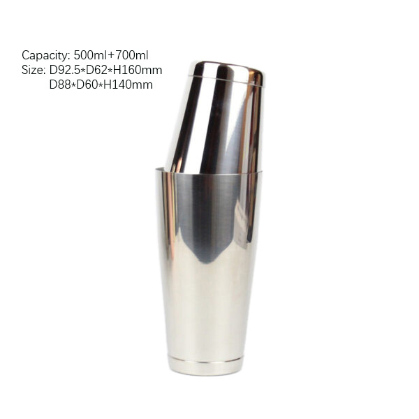 Custom Logo Color Metal Bar Tools Shaker 500/700ml Professional Stainless Steel Coctelera Boston Cocktail Shaker