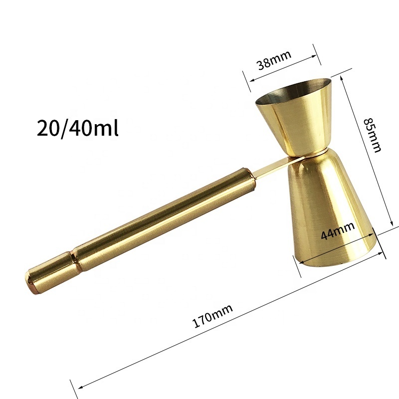 Stainless Steel Gold plated Jigger with Handle 20/40ml