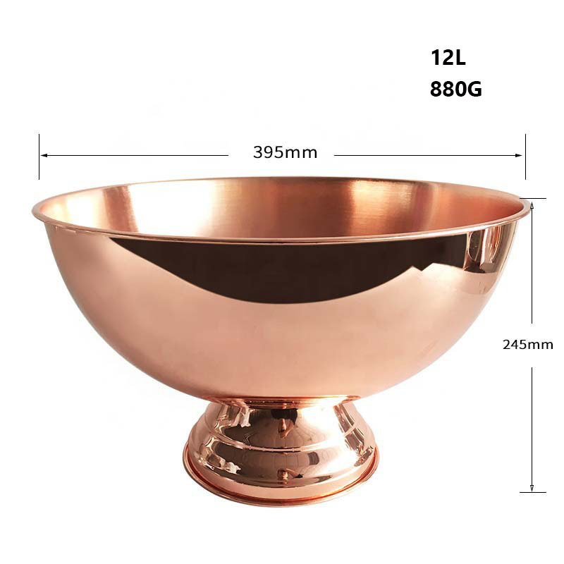 Custom Logo Large Champagne Ice Bowl Luxury Stainless Steel Bar Beer Wine Bottle Cooler Rose Gold Party Ice Bucket