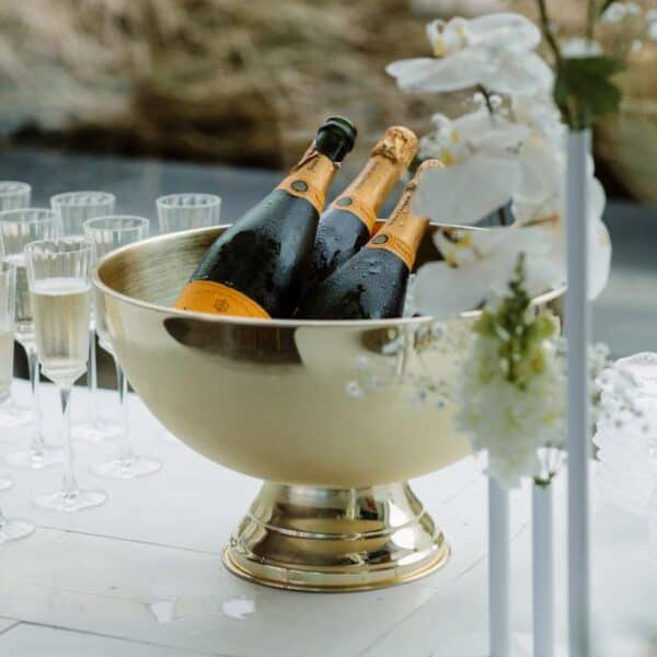 Custom Logo Large Champagne Ice Bowl Luxury Stainless Steel Bar Beer Wine Bottle Cooler Rose Gold Party Ice Bucket