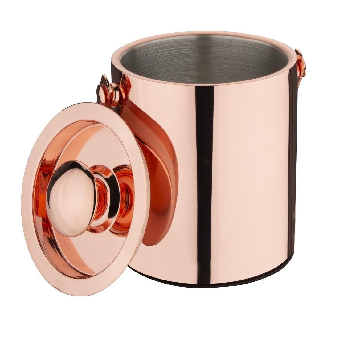 Custom Logo Beer Wine Cooler Copper Rose Gold 1L Double Wall Mini Stainless Steel Ice Buckets with Lid and Handle