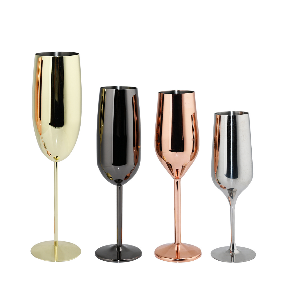 250ml Metal Wine Goblets Stainless Steel Champagne Flutes Copper Plated Gold Silver 16oz Red Wine Glasses