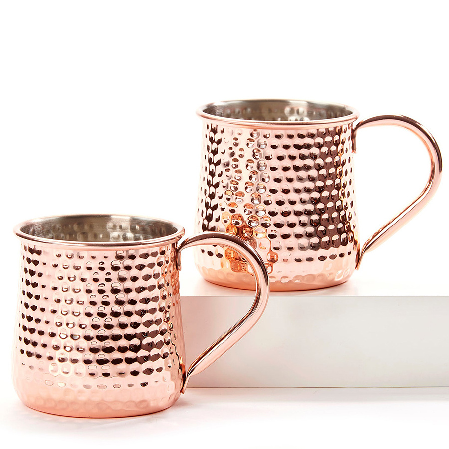 Custom Wholesale Stainless Steel Copper Hammered Custom Cheap Coffee Beer Wine Cup Cocktail Moscow Mule Mug