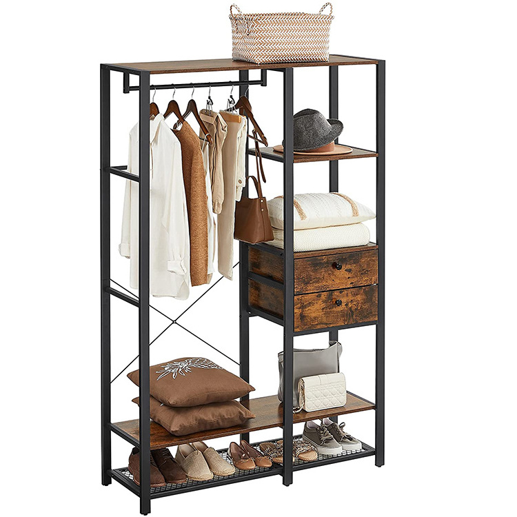 Wooden Metal Coat Racks Stand Modern Style With Storage Shoe Cabinet Clothes Racks with Living Room Furniture