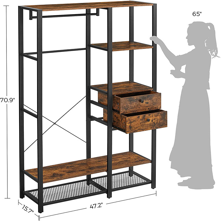 Wooden Metal Coat Racks Stand Modern Style With Storage Shoe Cabinet Clothes Racks with Living Room Furniture