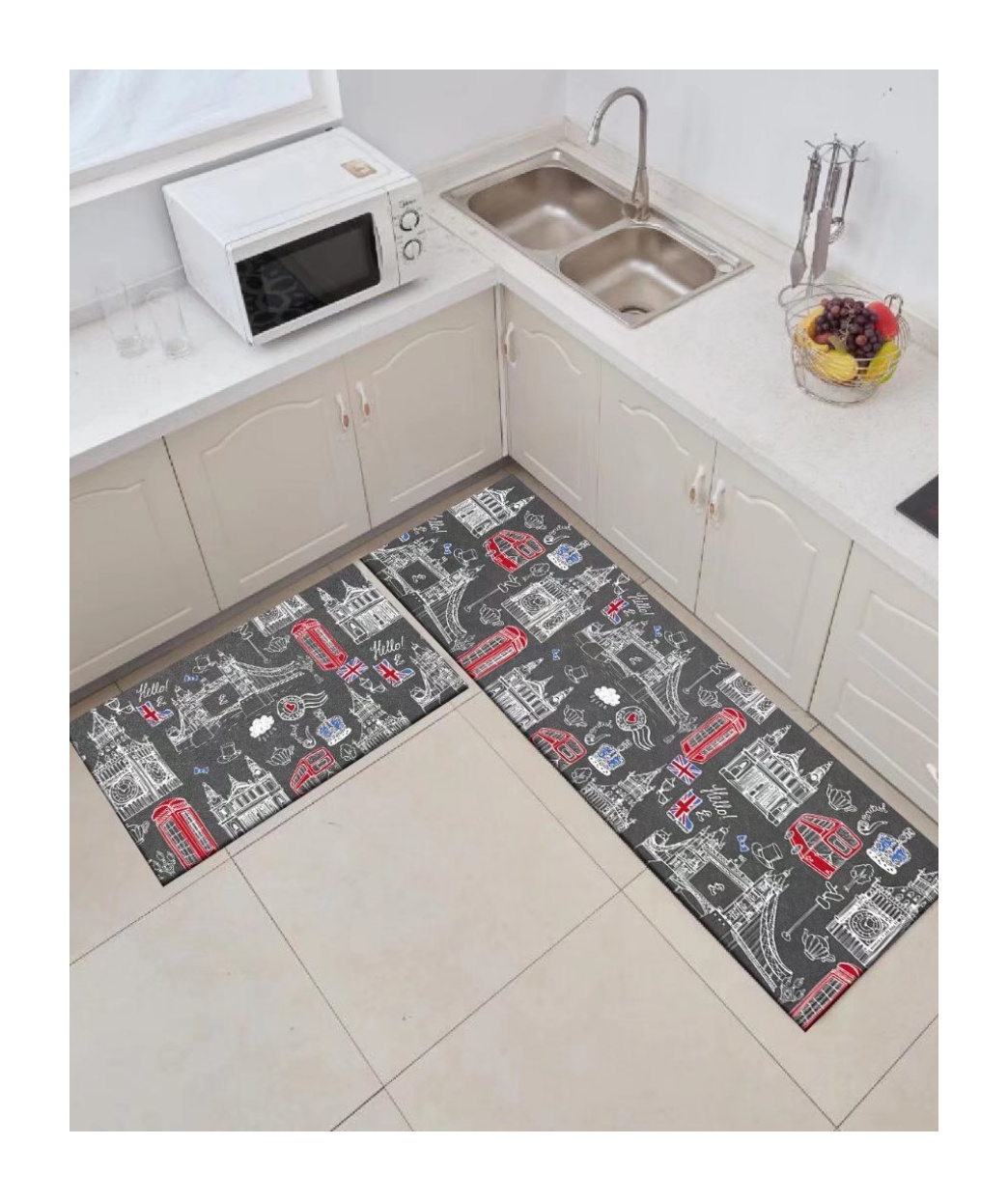 Custom Design Rubber Backed and Jute Surface Water Absorbent Anti Slip Kitchen Foot Mat Anti Fatigue Kitchen Runner Rugs