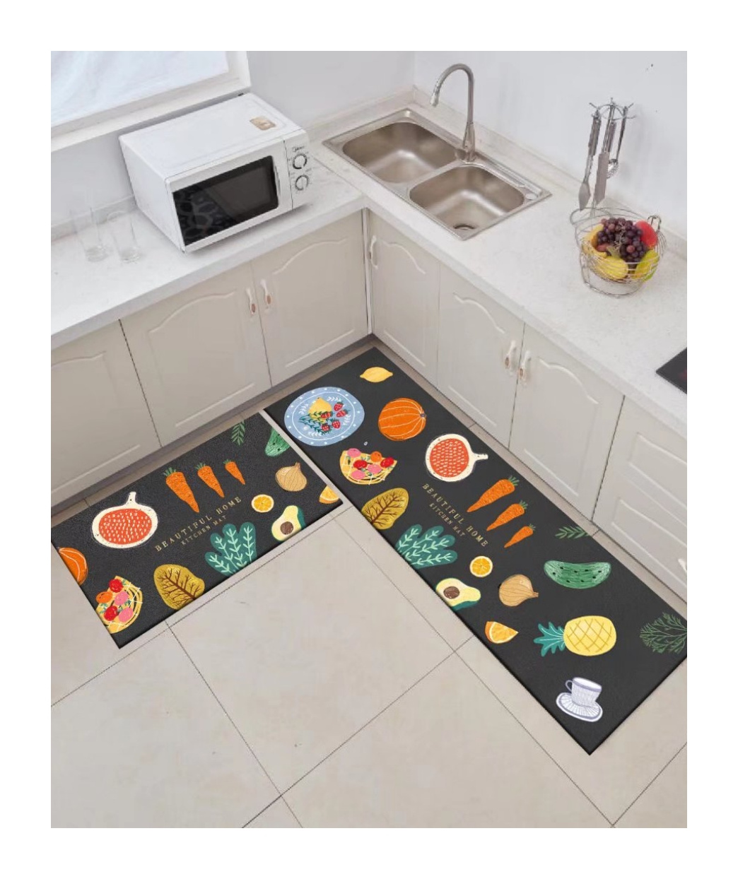 Custom Design Rubber Backed and Jute Surface Water Absorbent Anti Slip Kitchen Foot Mat Anti Fatigue Kitchen Runner Rugs