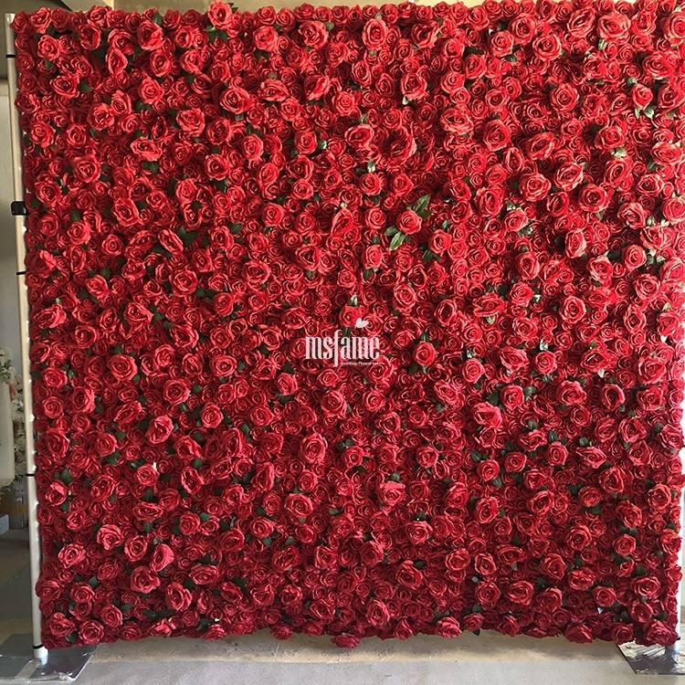 Decorative Flowers, Wreaths and Plants red roses artificial flowers panel home decoration wedding flower wall backdrop