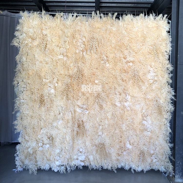 High quality handmade silk material flowers panels roll up 5D artificial wedding flower wall backdrop